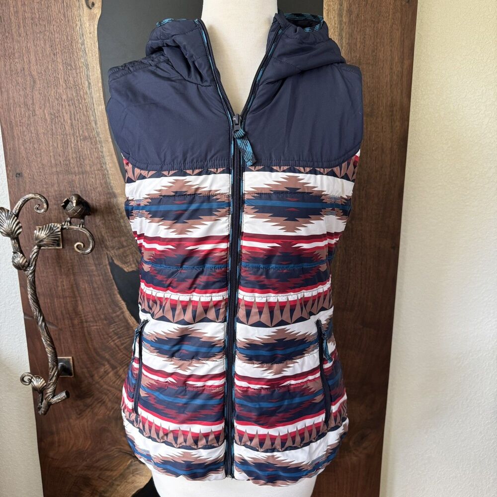 Rock & Roll  Cowgirl Quilted Navy Aztec Vest, Size Medium Women's Western